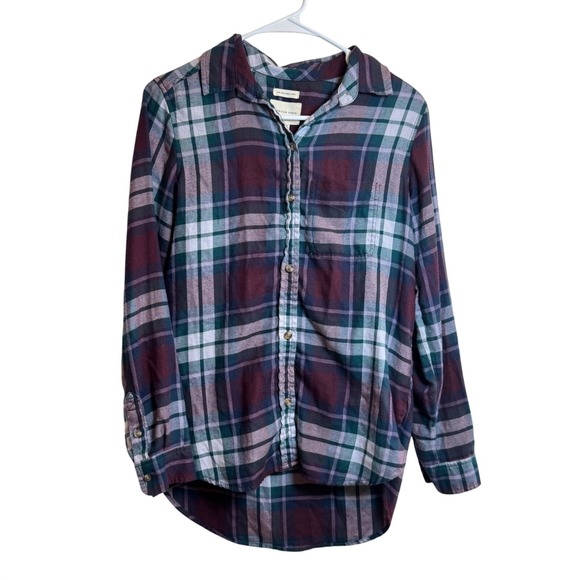 American Eagle Outfitters Tops - American Eagle Womens Flannel Shirt XS Extra Small Plaid Long Sleeve Button Up